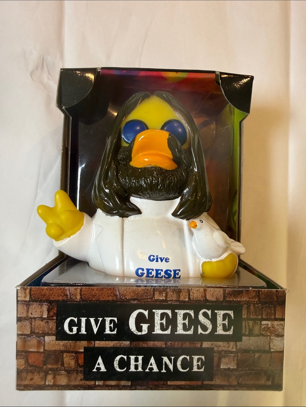 Celebriducks Give Geese A Chance Rubber Duck - Yellow, White, Black Item # 81121